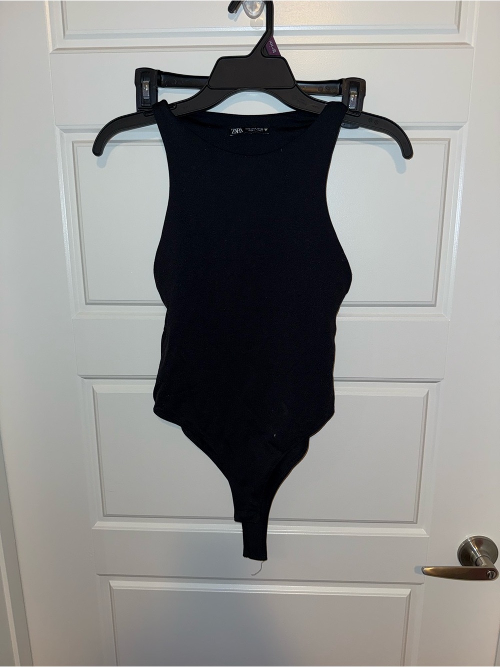 Zara Navy Ribbed Sleeveless Bodysuit